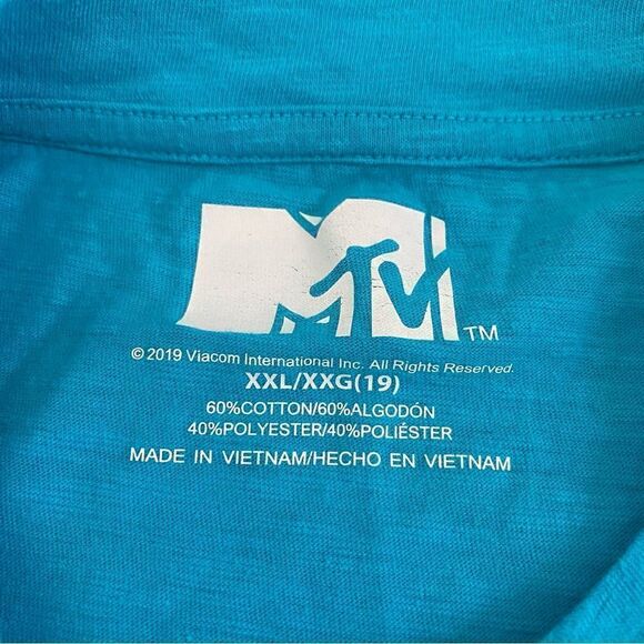 MTV Boxy Crop Top Blue Tie Dye Long Sleeve Plus XXL - Picture 8 of 11